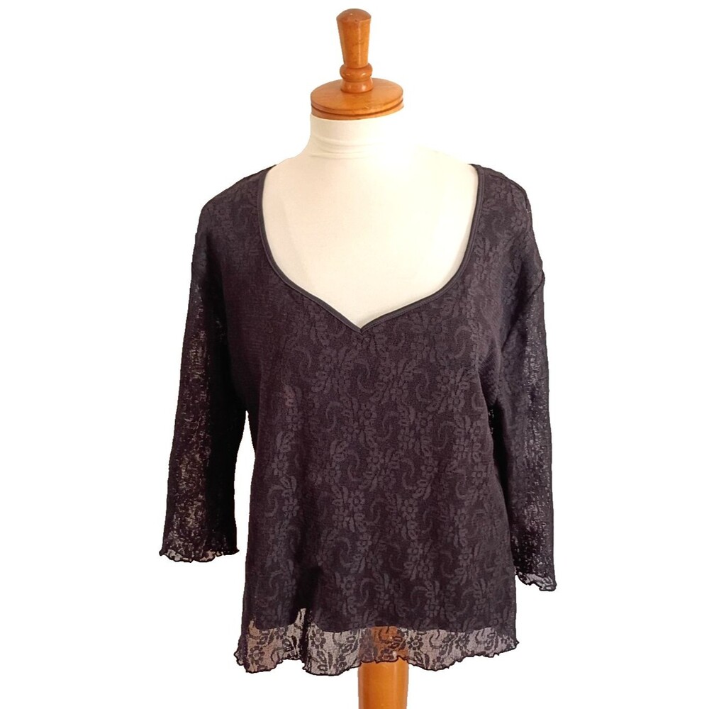 Zoey Beth Plus Goth Black Lace Sweetheart Neckline Top Size 2x